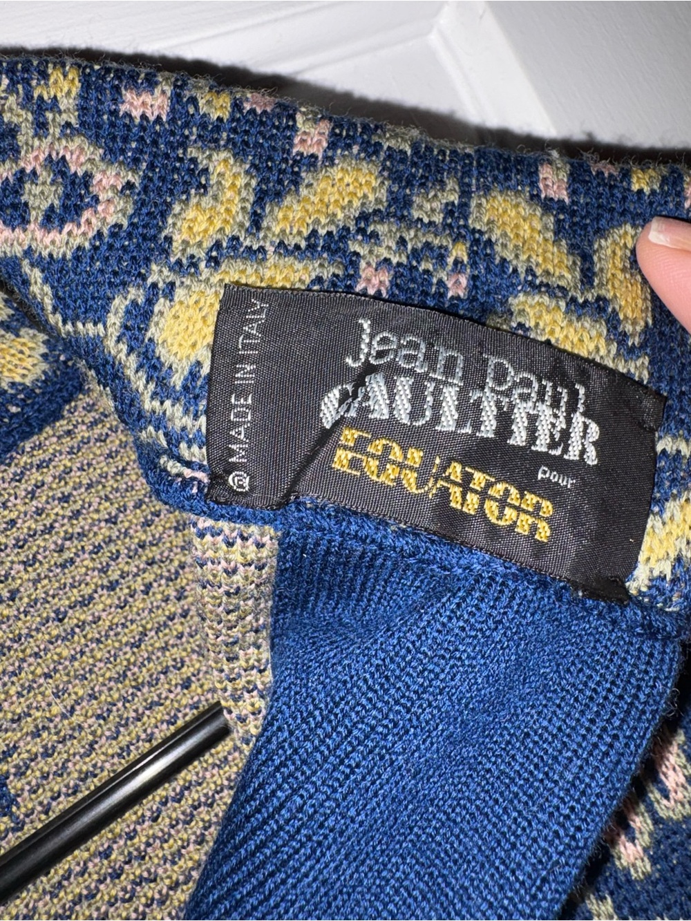 Vintage Jean Paul Gaultier Pour Equator Virgin Wool Floral Knit Cardigan Italy L - Picture 4 of 12